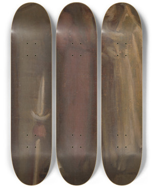 Triptych art skateboard deck of Milan Thomka Mitrovsk Sketch Of Historical Composition Ii by Milan Thomka Mitrovsky (1875-1943)