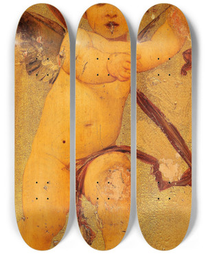 Triptych art skateboard deck of Ernst Klimt Putto by Ernst Klimt (1864-1892)