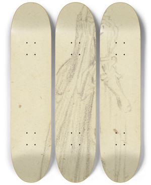 Triptych art skateboard deck of Daniel Nikolaus Chodowiecki Stehende Frau Im Profil Nach Rechts by Daniel Nikolaus Chodowiecki (1726-1801)