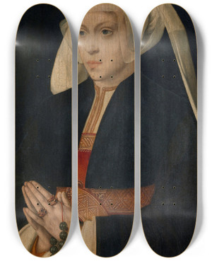 Triptych art skateboard deck of Barthel Bruyn The Elder Portrait Of A Woman_2 by Barthel Bruyn The Elder (1493-1555)