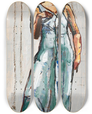 Triptych art skateboard deck of Ferdinand Hodler View Into Infinity Single Figure by Ferdinand Hodler (1853-1918)