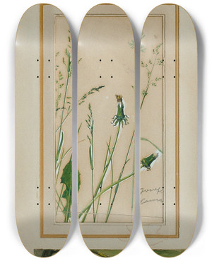 Triptych art skateboard deck of Josef Wawra Studien Nach Der Natur_1 by Josef Wawra (1893-1935)