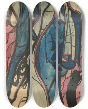 Triptych art skateboard deck of Jn Novk Piper by Jan Novak (1921-1944)