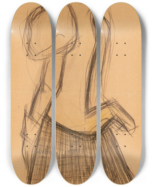 Triptych art skateboard deck of Joaqun Torresgarca Figura De Mujer Profile Of A Lady by Joaqun Torres-Garca (1874-1949)