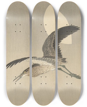 Triptych art skateboard deck of Ohara Koson Heron And Moon by Ohara Koson (1877-1945) Triptych art skateboard deck of Ohara Koson Heron And Moon by Ohara Koson (1877-1945)