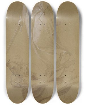 Triptych art skateboard deck of Alfred Rethel Nemesis Als Justitia Einen Mrder Verfolgend by Alfred Rethel (1816-1859)