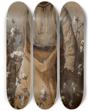 Triptych art skateboard deck of William Aiken Walker Picking Cotton_2 by William Aiken Walker (1838-1921)