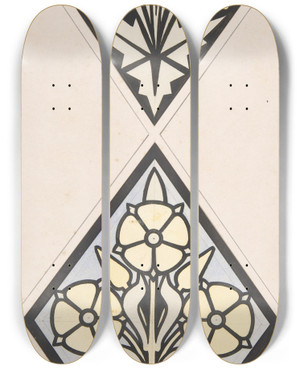 Triptych art skateboard deck of Christopher Dresser Design Drawing_17 by Christopher Dresser (1834-1904)