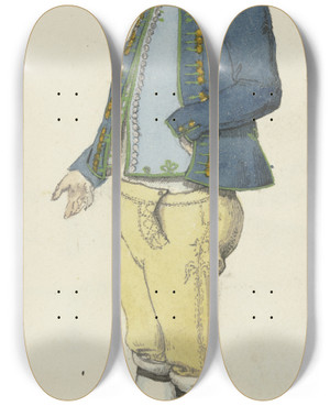 Triptych art skateboard deck of Jakob Frchtegott Dielmann Bauer Aus Wallau Mit Weien Strmpfen by Jakob Furchtegott Dielmann (1809-1885)