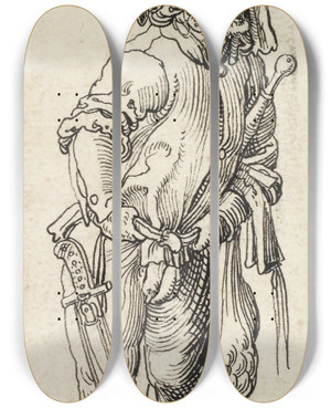 Triptych art skateboard deck of Niklaus Manuel Bauer by Niklaus Manuel (1484-1530)