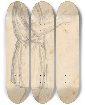 Triptych art skateboard deck of Otto Speckter Standing Youth Looking Up by Otto Speckter (1807-1871)