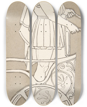 Triptych art skateboard deck of After John Flaxman Design For Large Fireplace White Tiles Produced In Wedgwoods Factory_3 by After John Flaxman (1755-1826)