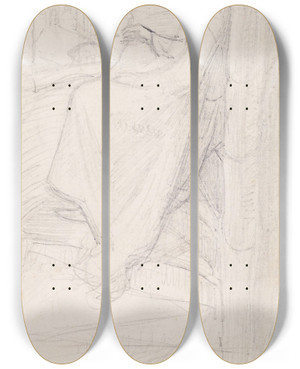Triptych art skateboard deck of Sir John Everett Millais Tennysons St Agnes Eve Compositional Sketch_2 by Sir John Everett Millais (1829-1896)