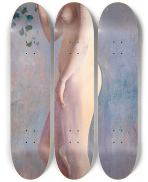 Triptych art skateboard deck of Ramn Casas Desnudo_1 by Ramon Casas (1866-1932)