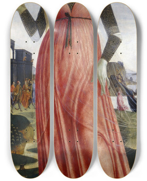 Triptych art skateboard deck of Neroccio De Landi Claudia Quinta by Neroccio De Landi (1447-1500)