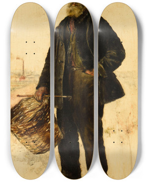 Triptych art skateboard deck of Jean Franois Raffalli Le Chiffonnier_2 by Jean Francois Raffaelli (1850-1924)