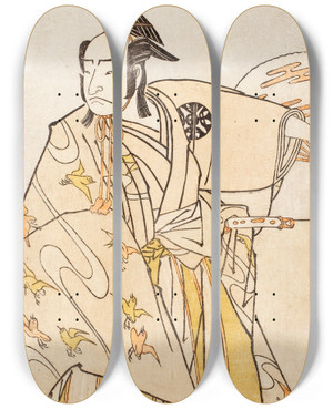Triptych art skateboard deck of Katsukawa Shunsh Actor Nakamura Nakaz I by Katsukawa Shunsho (1726-1792)