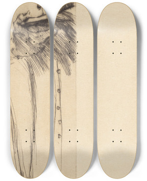 Triptych art skateboard deck of Lovis Corinth Priest Reading Lesender Mnch by Lovis Corinth (1858-1925)