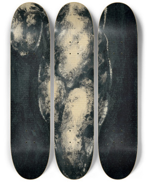 Triptych art skateboard deck of Kontantn Bauer Ensk Akt_2 by Konstantin Bauer (1893-1928)