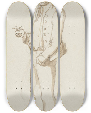 Triptych art skateboard deck of Jakob Frchtegott Dielmann Farmer With A Pointed Hat by Jakob Furchtegott Dielmann (1809-1885)