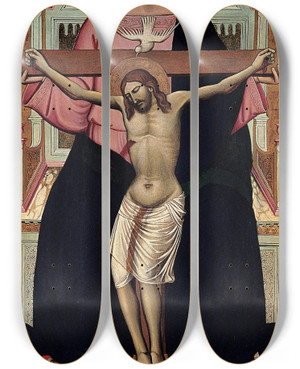 Triptych art skateboard deck of Niccol Di Pietro Gerini The Trinity by Niccolo Di Pietro Gerini (1340-1414)