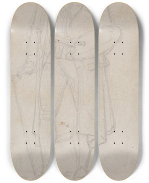 Triptych art skateboard deck of Nicaise De Keyser Statue Of The Painter Willem Jacob Herreyns by Nicaise De Keyser (1813-1887)