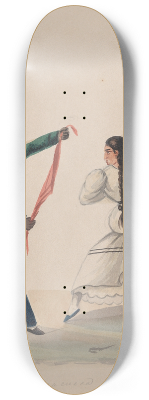 Francisco Fierro - A man and woman dancing the Zamacueca 8.25 inch art skate deck