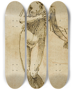 Triptych art skateboard deck of Style Of Francesco Allegrini Venus On Pedestal by Style Of Francesco Allegrini (1587-1663)