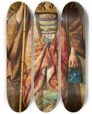 Triptych art skateboard deck of Gyula Tornai Japn Masszirozn The Blind Masseuse by Gyula Tornai (1861-1928)
