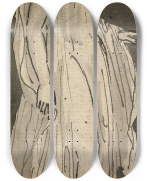 Triptych art skateboard deck of Thomas Stothard Girl_1 by Thomas Stothard (1755-1834)