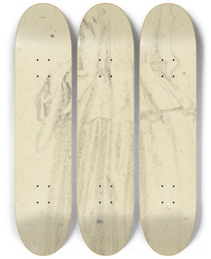 Triptych art skateboard deck of Daniel Nikolaus Chodowiecki Stehende Frau In Rckenansicht by Daniel Nikolaus Chodowiecki (1726-1801)