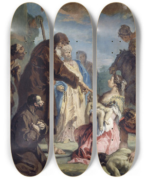Triptych art skateboard deck of Sebastiano Ricci A Miracle Of Saint Francis Of Paola by Sebastiano Ricci (1659-1734)
