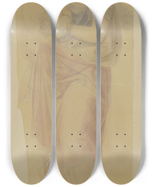 Triptych art skateboard deck of Philipp Veit Allegory Of Poetry by Philipp Veit (1793-1877)