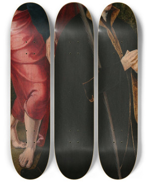 Triptych art skateboard deck of Aertgen Claesz Van Leyden The Raising Of Lazarus_2 by Aertgen Claesz Van Leyden (1498-1564)