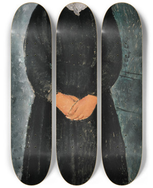 Triptych art skateboard deck of Amedeo Modigliani La Jeune Bonne The Servant Girl by Amedeo Modigliani (1884-1920)