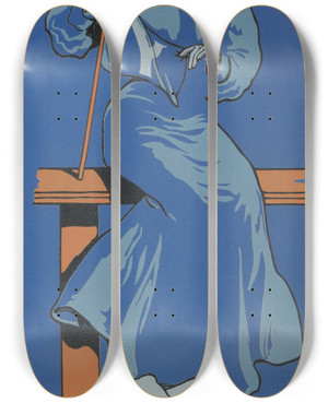 Triptych art skateboard deck of Fred Tolman Yale Girl by Fred Tolman (19-20-)