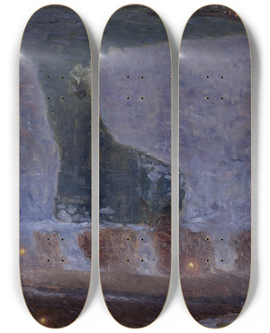 Triptych art skateboard deck of Eugne Jansson Riddarfjrden A Stockholm by Eugene Jansson (1862-1915)