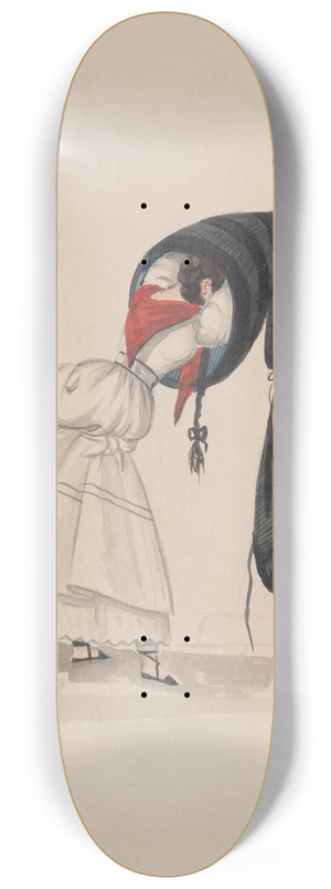 Francisco Fierro - A woman putting on her saya, viewed from behind 8.25 inch art skate deck