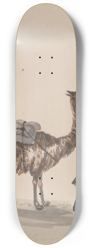 Francisco Fierro - A woman walking with a Llama 8.25 inch art skate deck