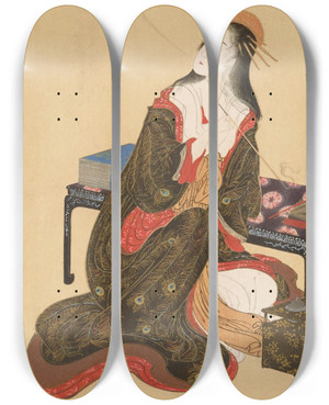 Triptych art skateboard deck of Shiichi Tajima Masterpieces Selected From The Ukiyoye School Pl15 by Shiichi Tajima (1869-1920)