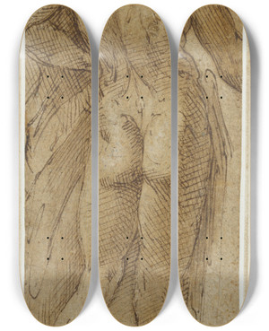 Triptych art skateboard deck of Parmigianino Stehender Mnnlicher Akt In Rckenansicht by Parmigianino (1503-1540)