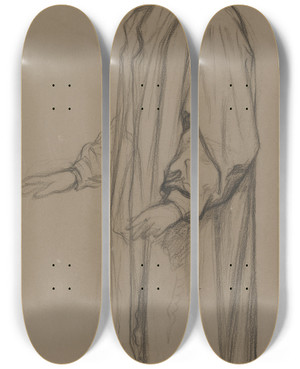 Triptych art skateboard deck of Victor Mller Wagner Aus Dem Osterspaziergang by Victor Muller (1829-1871)