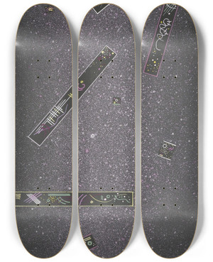 Triptych art skateboard deck of Wassily Kandinsky Bagatelles by Wassily Kandinsky (1866-1944)