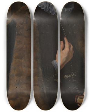 Triptych art skateboard deck of Peter Paul Rubens Nicolaas Rockox Mayor Of Antwerp by Peter Paul Rubens (1577-1640)