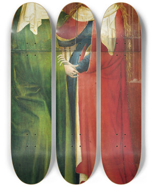 Triptych art skateboard deck of Master Of The Middle Rhine The Visitation by Master Of The Middle Rhine (1470-1480)