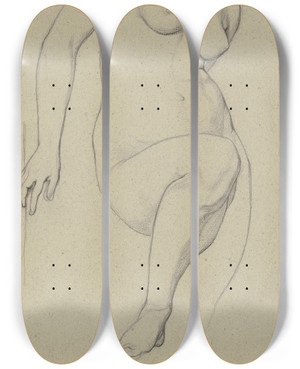 Triptych art skateboard deck of Victor Mller In Einem Boot Stehende Frau Als Aktfigur Aus Dem Gastmahl Des Reichen by Victor Muller (1829-1871)