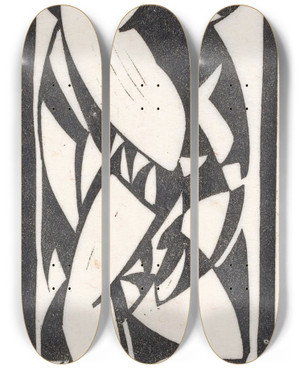 Triptych art skateboard deck of Reijer Stolk Twee Dansende Figuren by Reijer Stolk (1896-1945)
