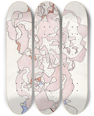 Triptych art skateboard deck of Theo Colenbrander Stokroos_1 by Theo Colenbrander (1841-1930)