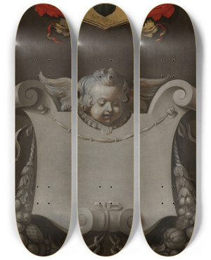 Triptych art skateboard deck of Peter Paul Rubens Coat Of Arms Of Nicolaas Rockox by Peter Paul Rubens (1577-1640)
