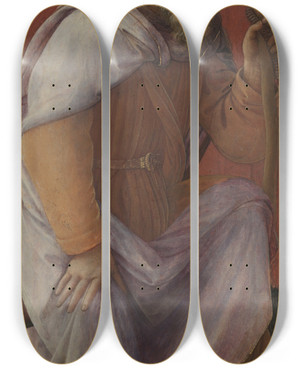 Triptych art skateboard deck of Filippino Lippi St Anthony Abbot by Filippino Lippi (1457-1504)
